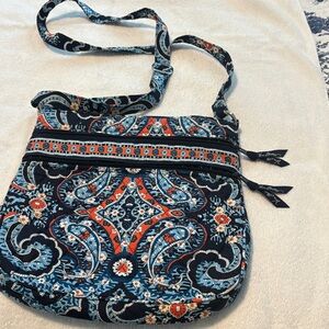 Vera Bradley Navy and Coral Paisley Crossbody Bag